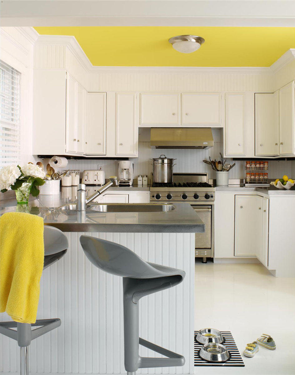 Crisp white kitchen floor