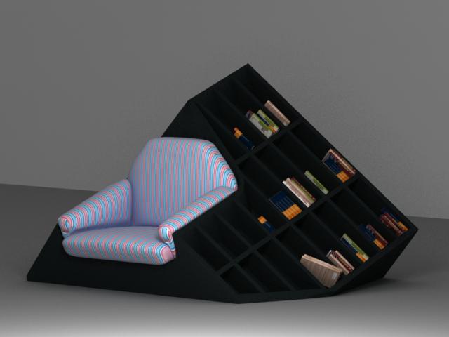 Cube chair with bookcase