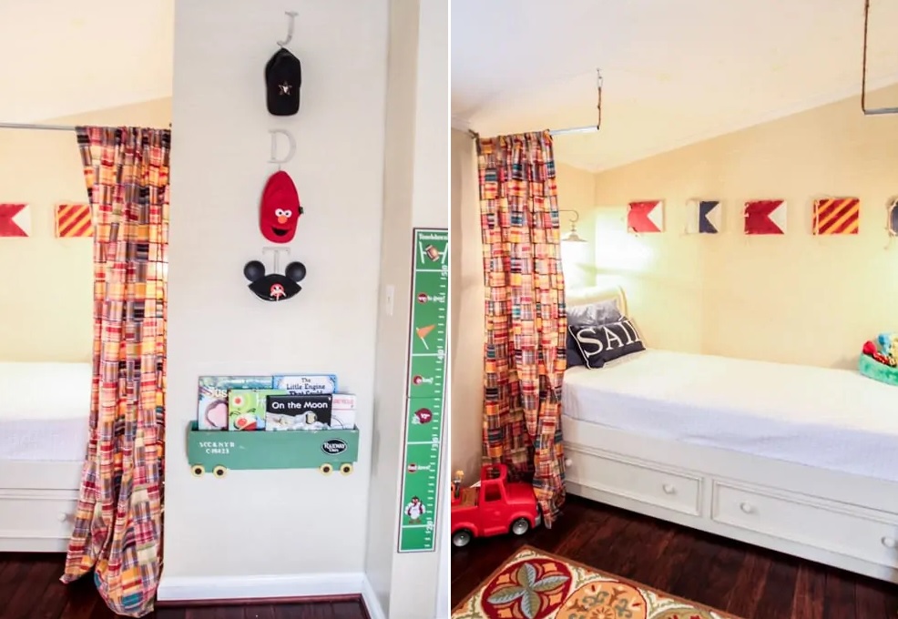 Curtain rod room divider