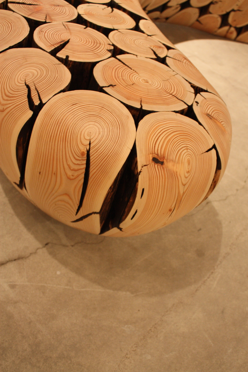 Curved wood bench detail 2