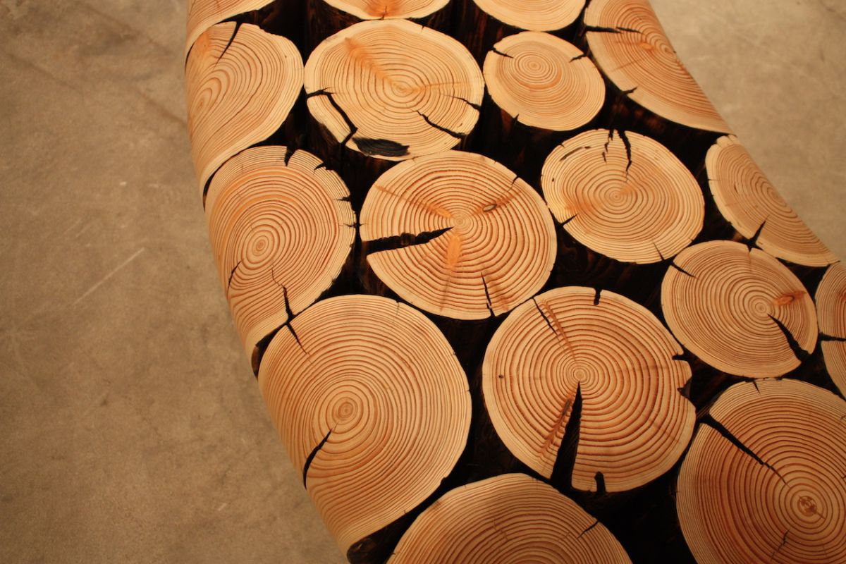 Curved wood bench detail