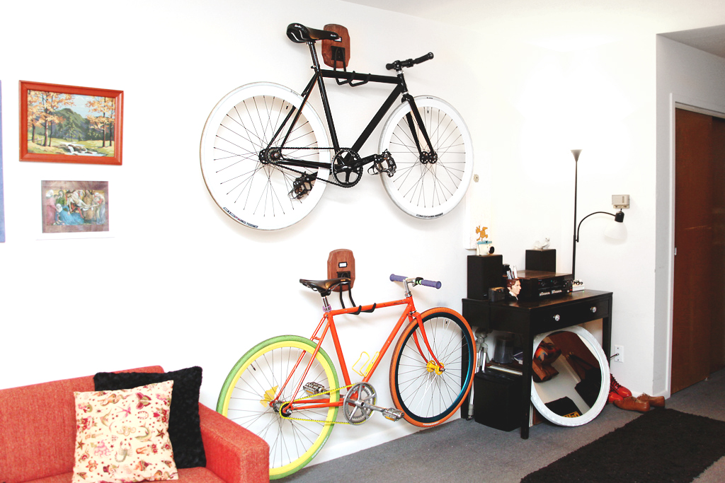 Custom wall hanging bike rack