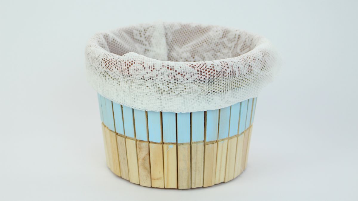 Cute Rustic Clothespin Storage Bucket