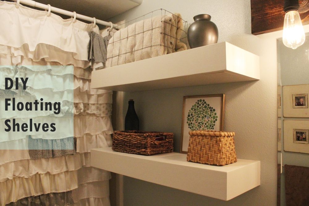 DIY Bathroom Floating Shelves