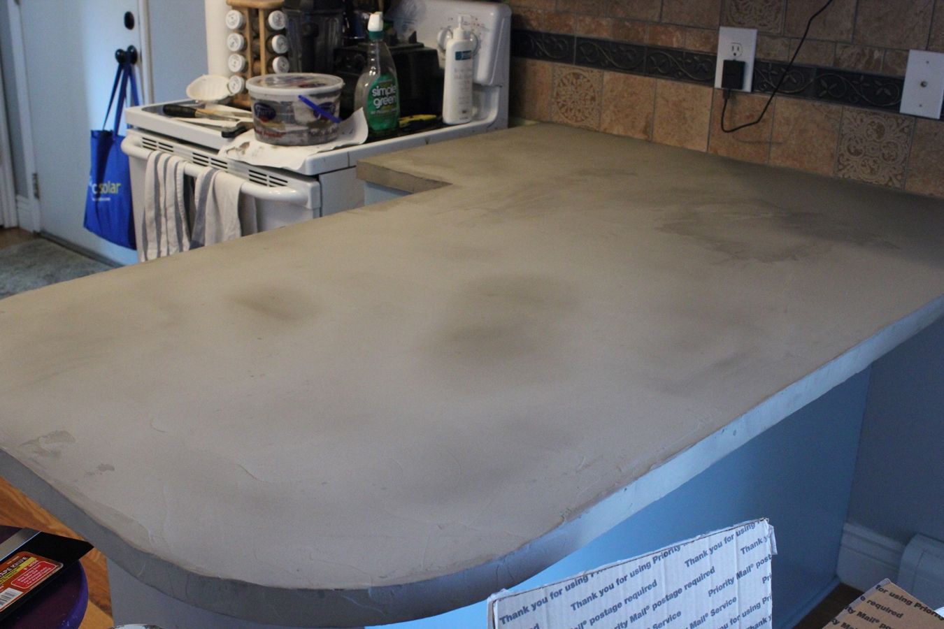 DIY Concrete Kitchen Countertops let dry