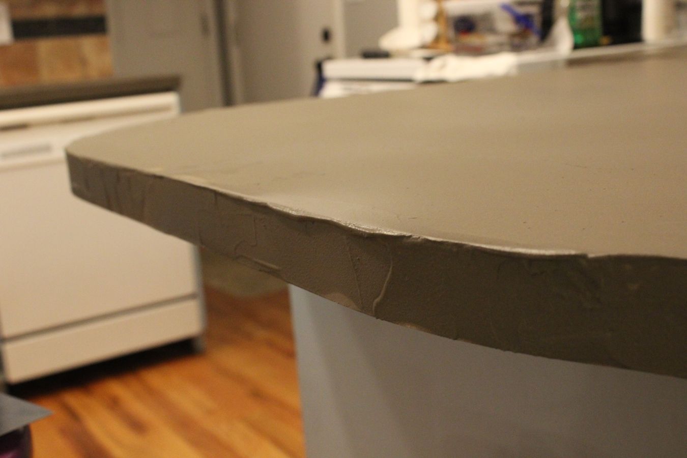 DIY Concrete Kitchen Countertops spread concrete