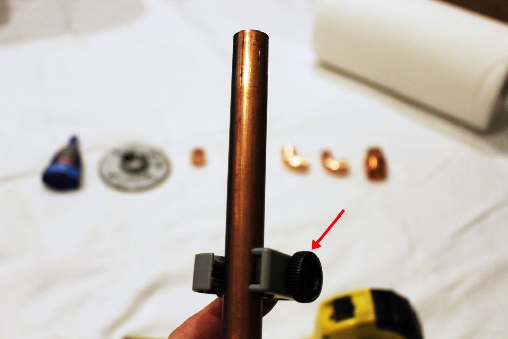 DIY Copper Paper Towel Holder Position your pipe cutter around