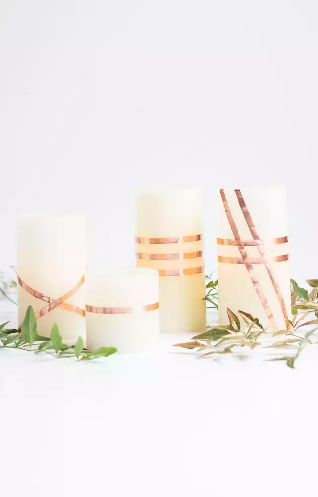 DIY Copper-Wrapped Candles