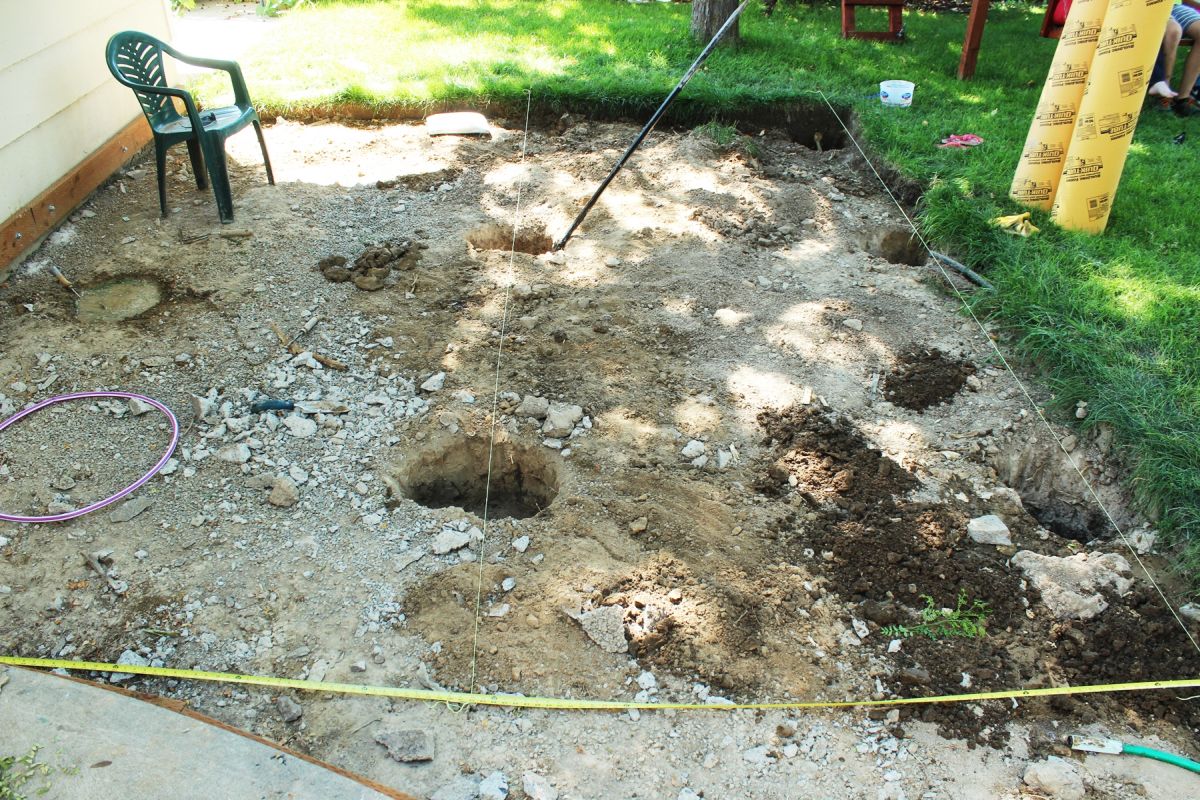 How Install Concrete Deck Footings - measure 2 sides