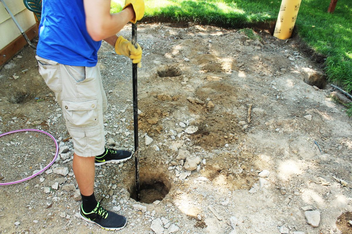 How Install Concrete Deck Footings - loosen the soil