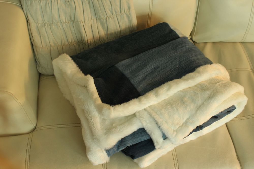 DIY Denim Fur Throw Blanket