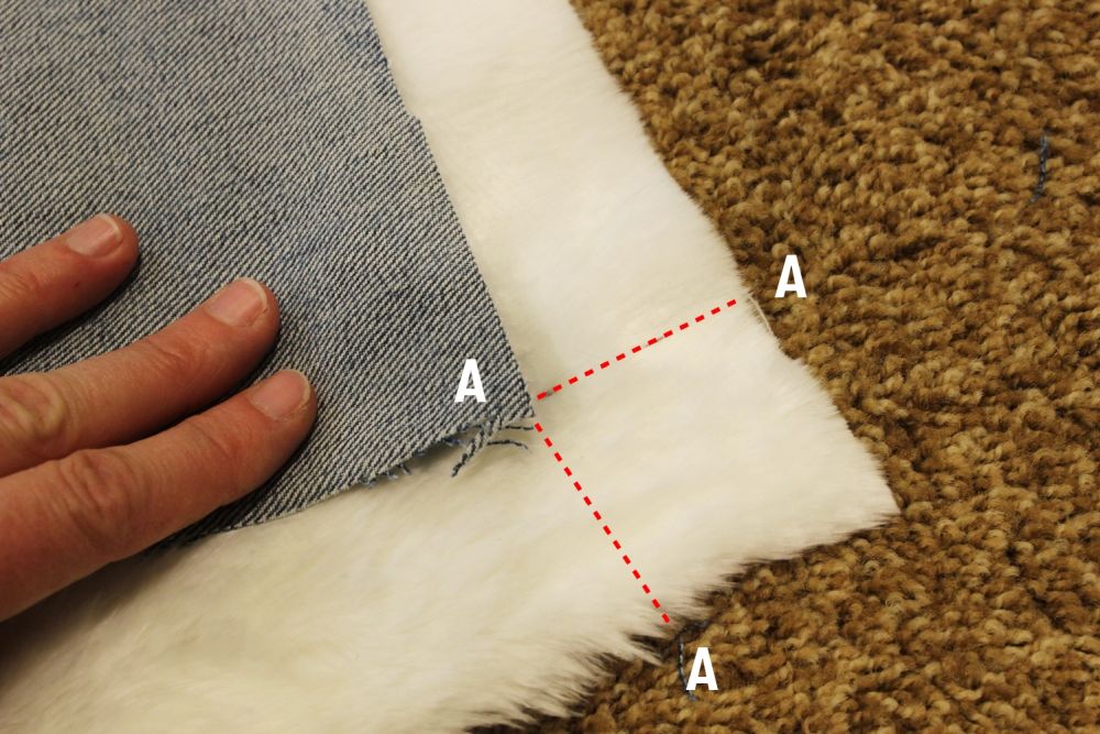 DIY Denim Fur Throw - corners