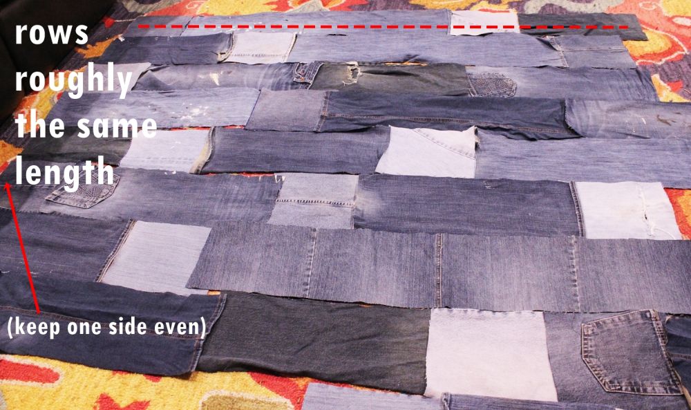DIY Denim Fur Throw - keep one side