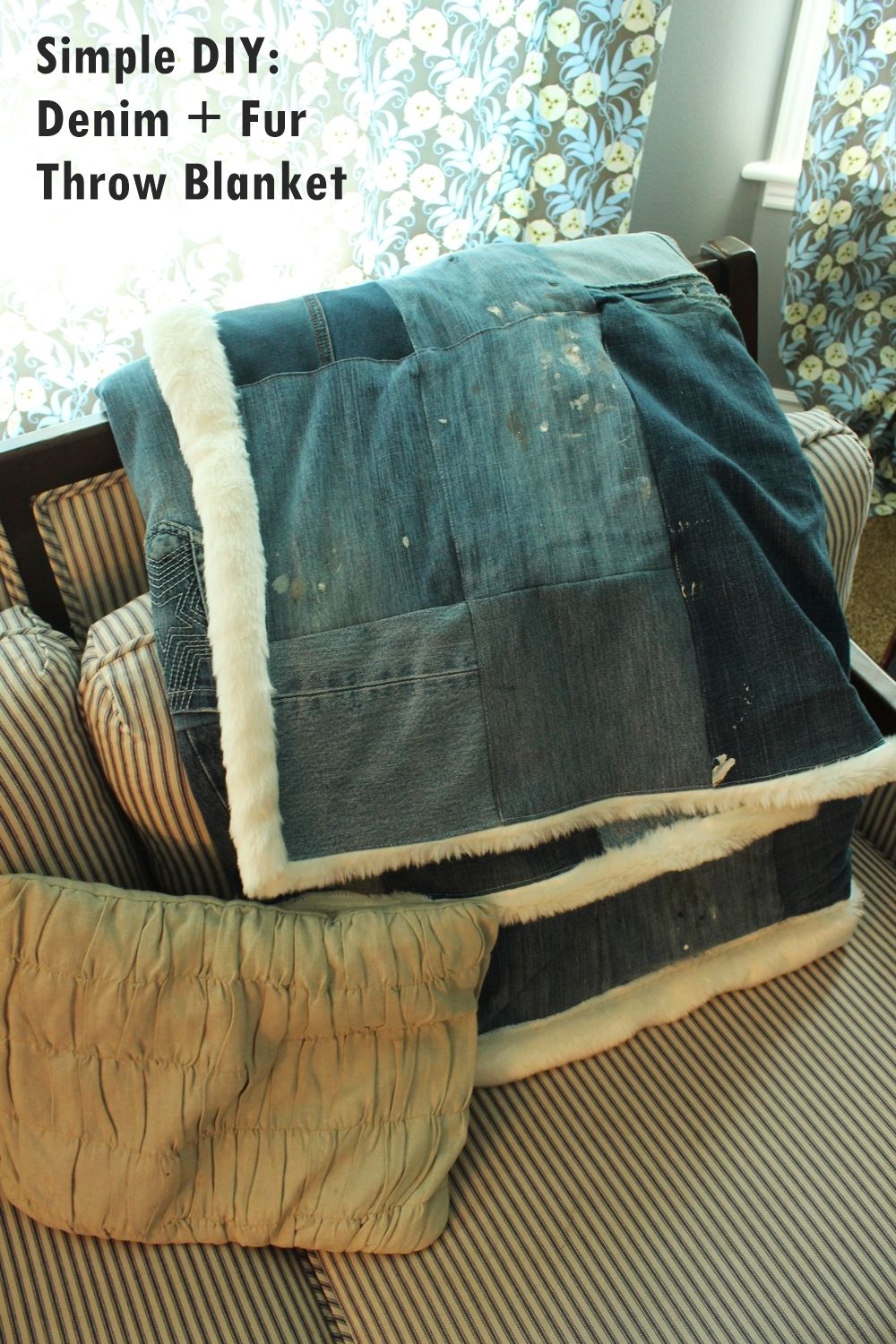 DIY Denim Fur Throw - simple design