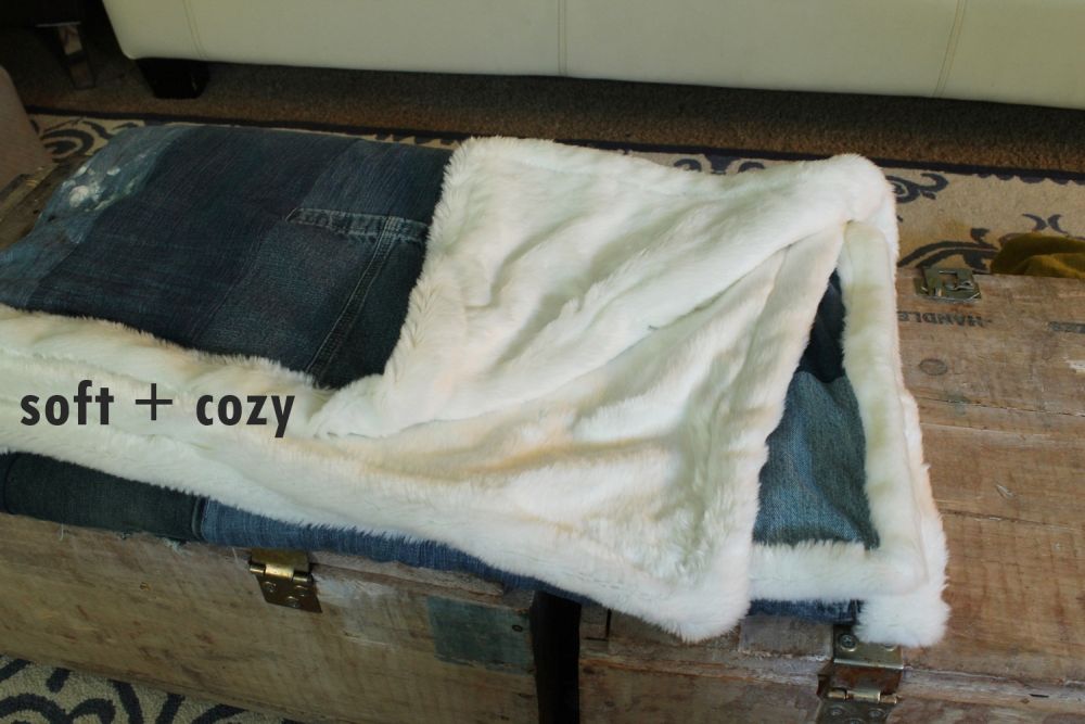 DIY Denim Fur Throw -soft and cozy