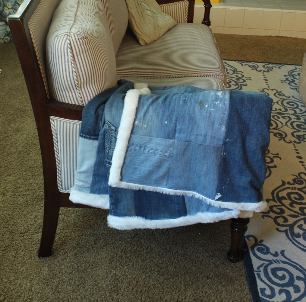 DIY Denim Fur Throw