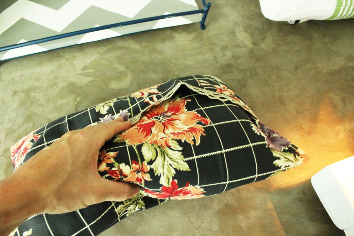 DIY Dish Towel Pillows pillow form into your new dish towel pillow