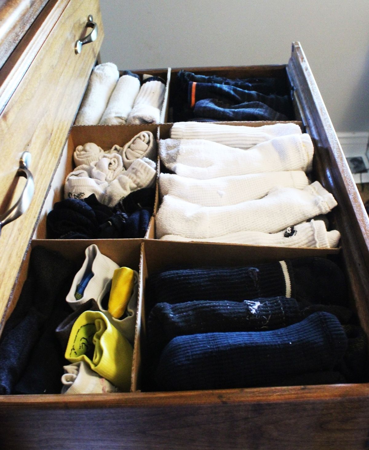 DIY Drawer Dividers - organizing socks or clothes