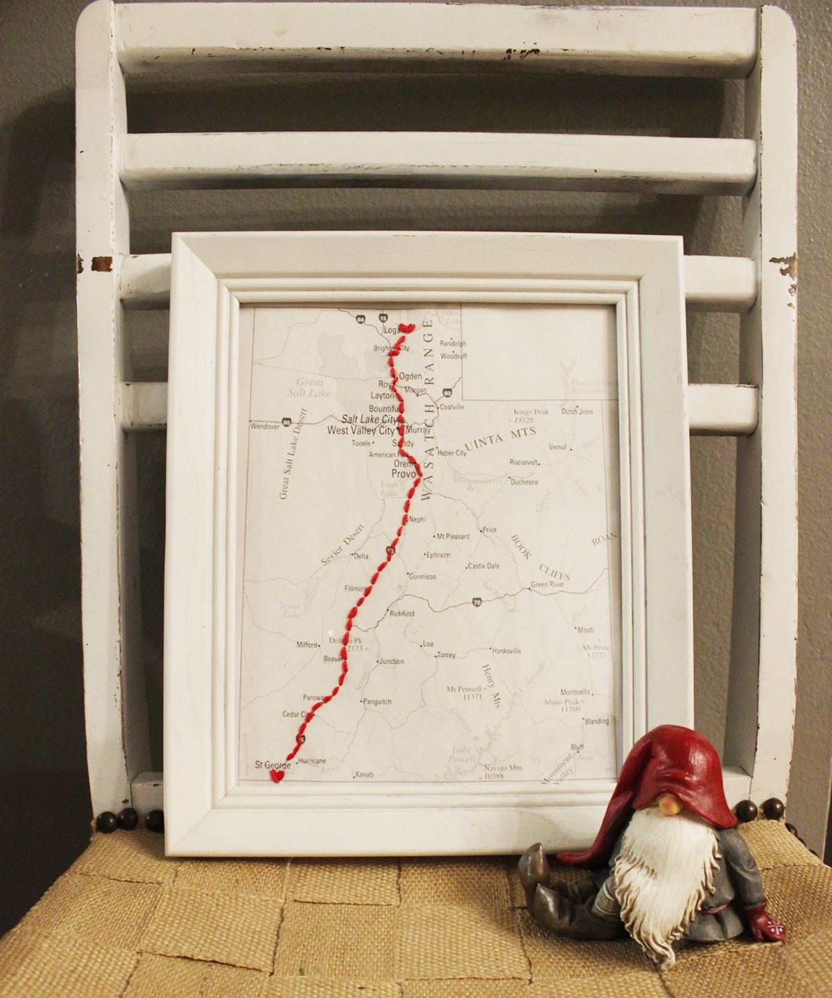 DIY Embroidered Map Christmas Gift