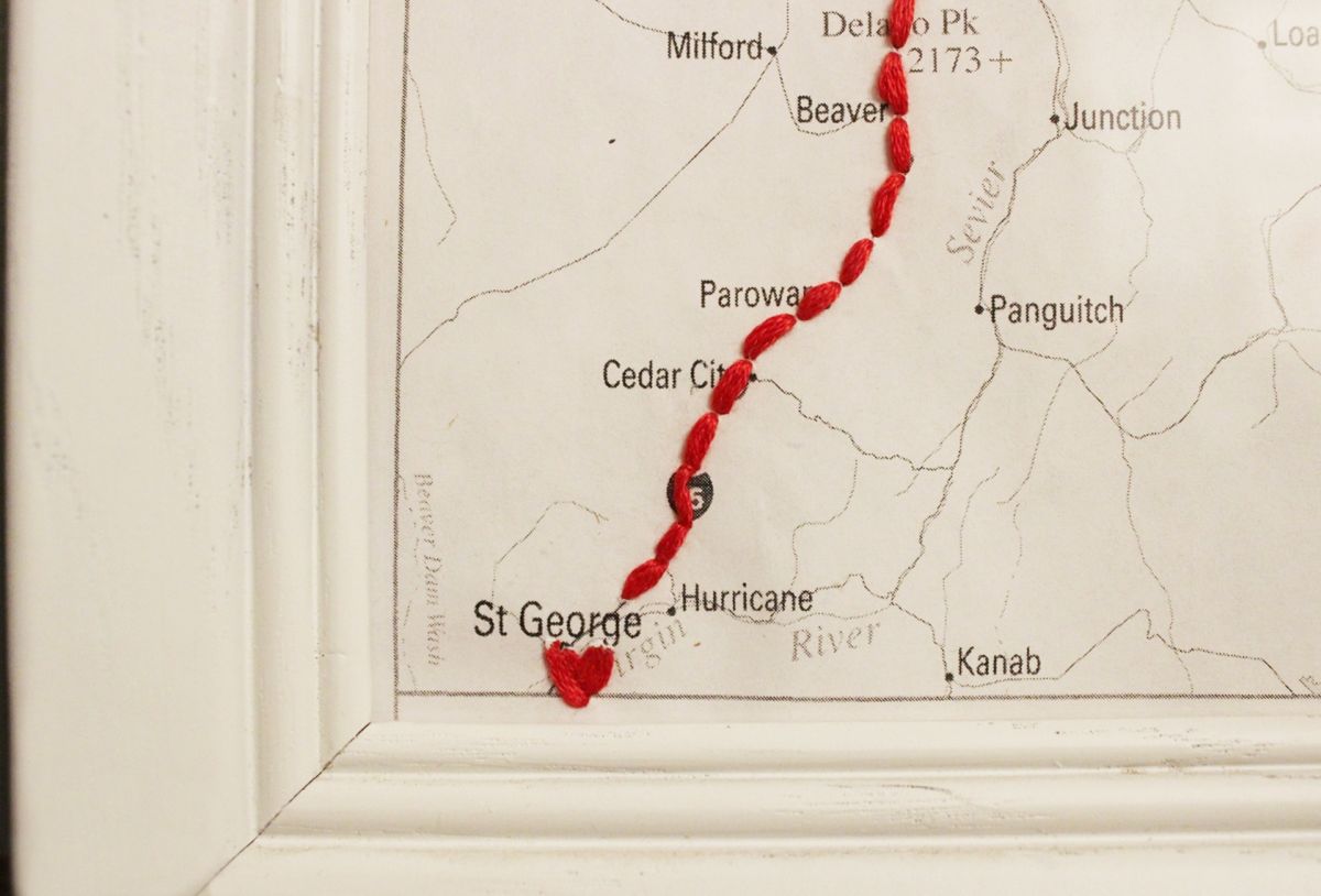 DIY Embroidered Map Decor