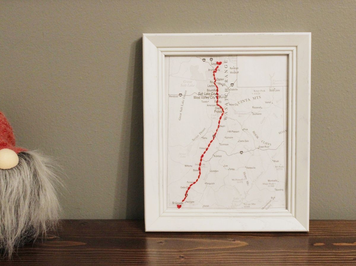 DIY Embroidered Map Gift