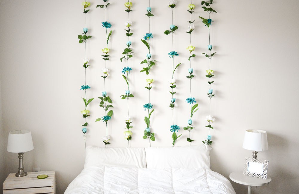 DIY Flower Wall for a Spare Bedroom Wall