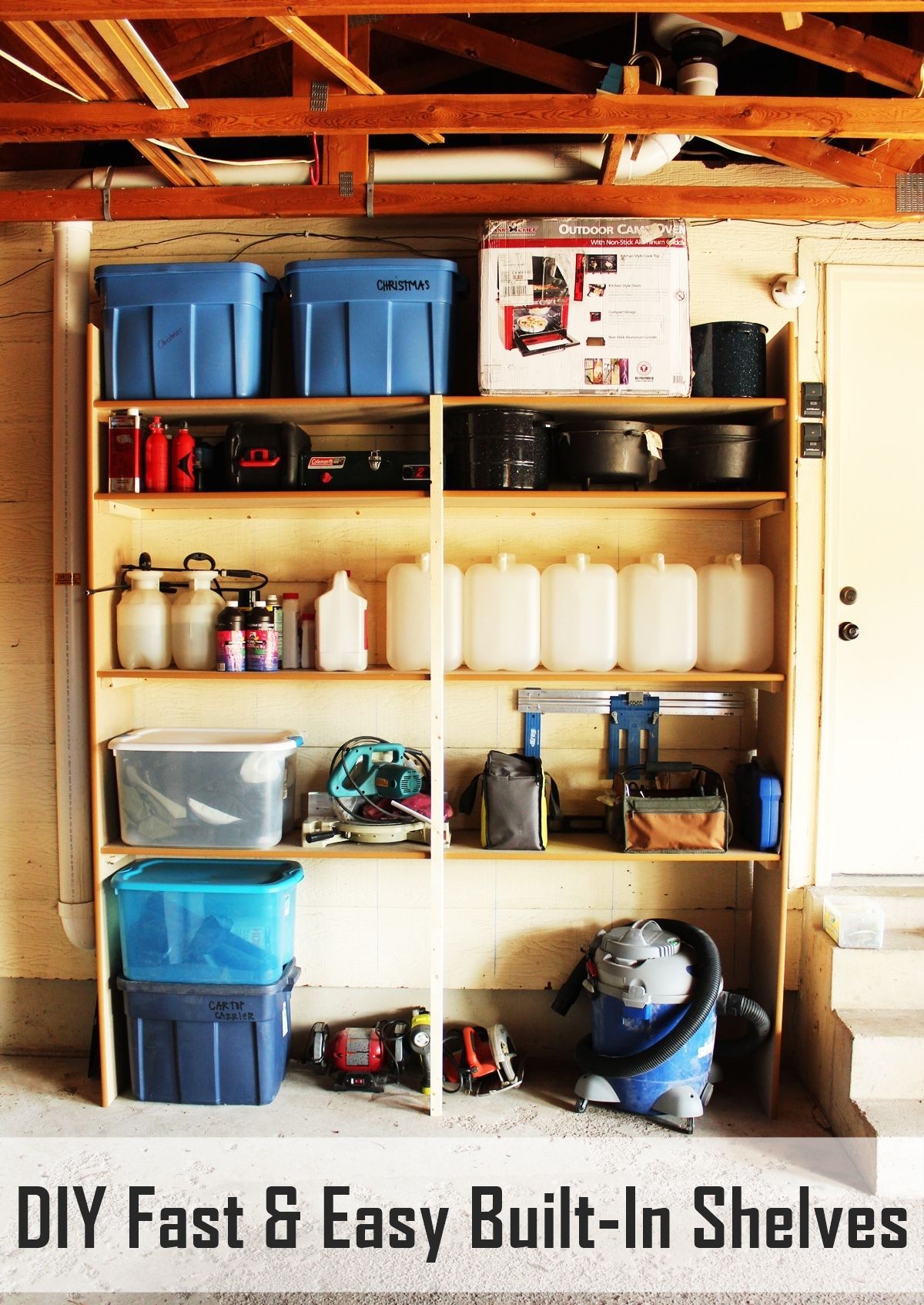 DIY Fast and Easy Built-In Wall Garage Shelves