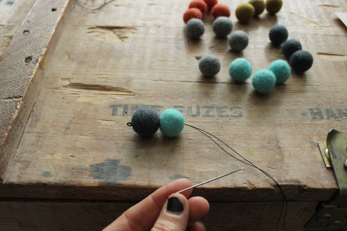 DIY Felt Ball Coasters - attach them