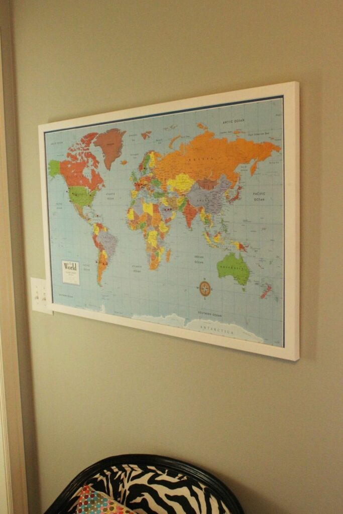 DIY Framed Map Corkboard Bulletin 683x1024