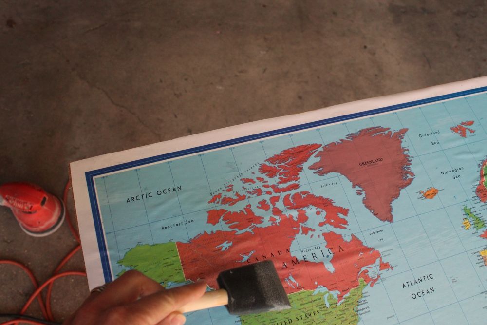 DIY Framed Map Corkboard - paint job