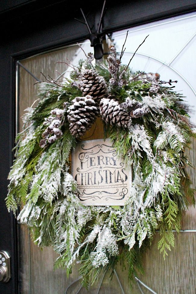 Pinecones and greenery are Christmas wreath favorites