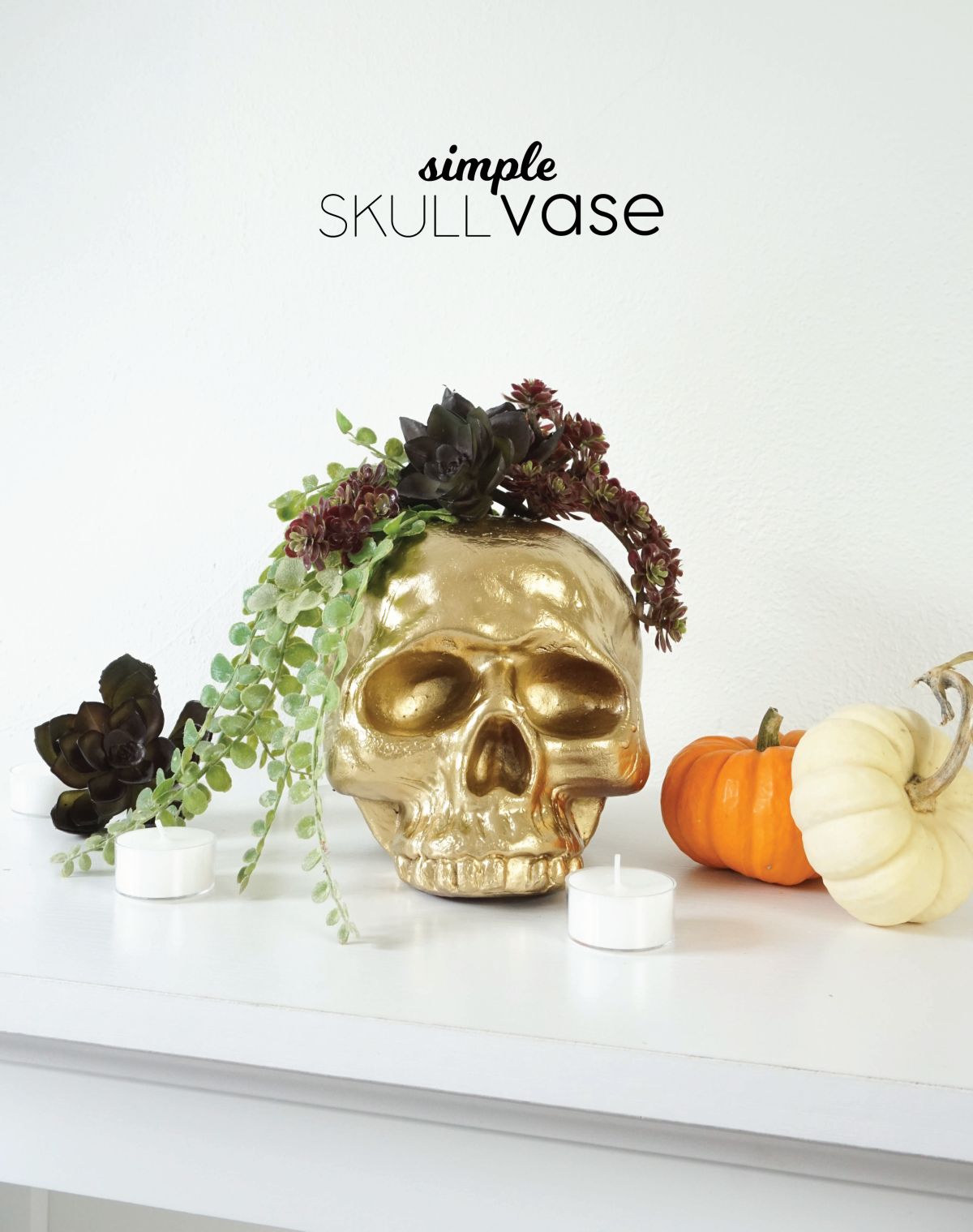 DIY Gilded Skull Vase