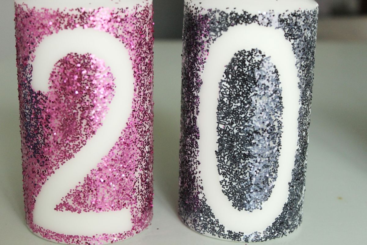 DIY Glitter Candles for New Years Party