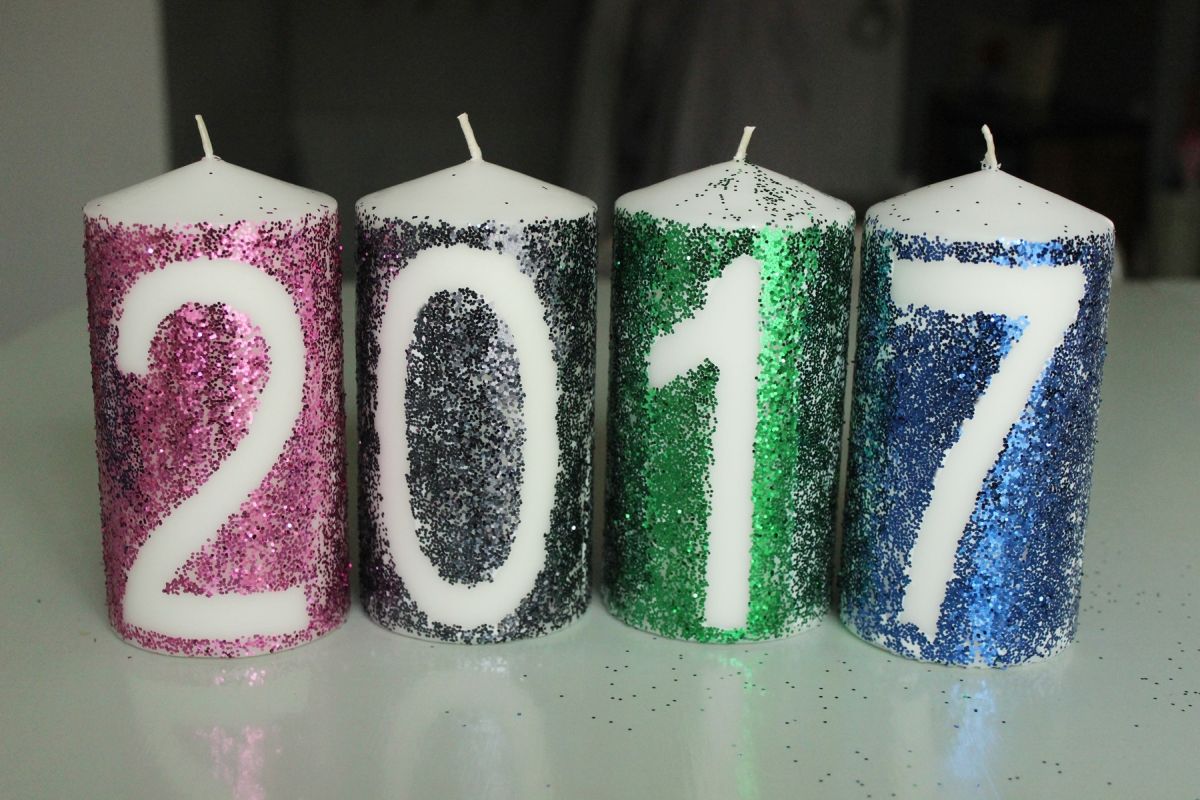 DIY Glitter Candles with Colorful Design