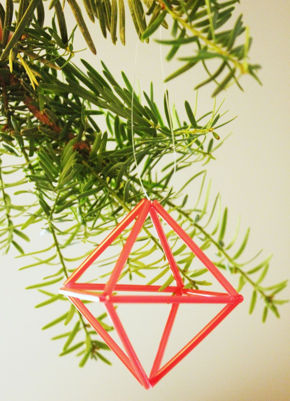 DIY Goemetric Straw Ornaments-DIY geometric straw prism