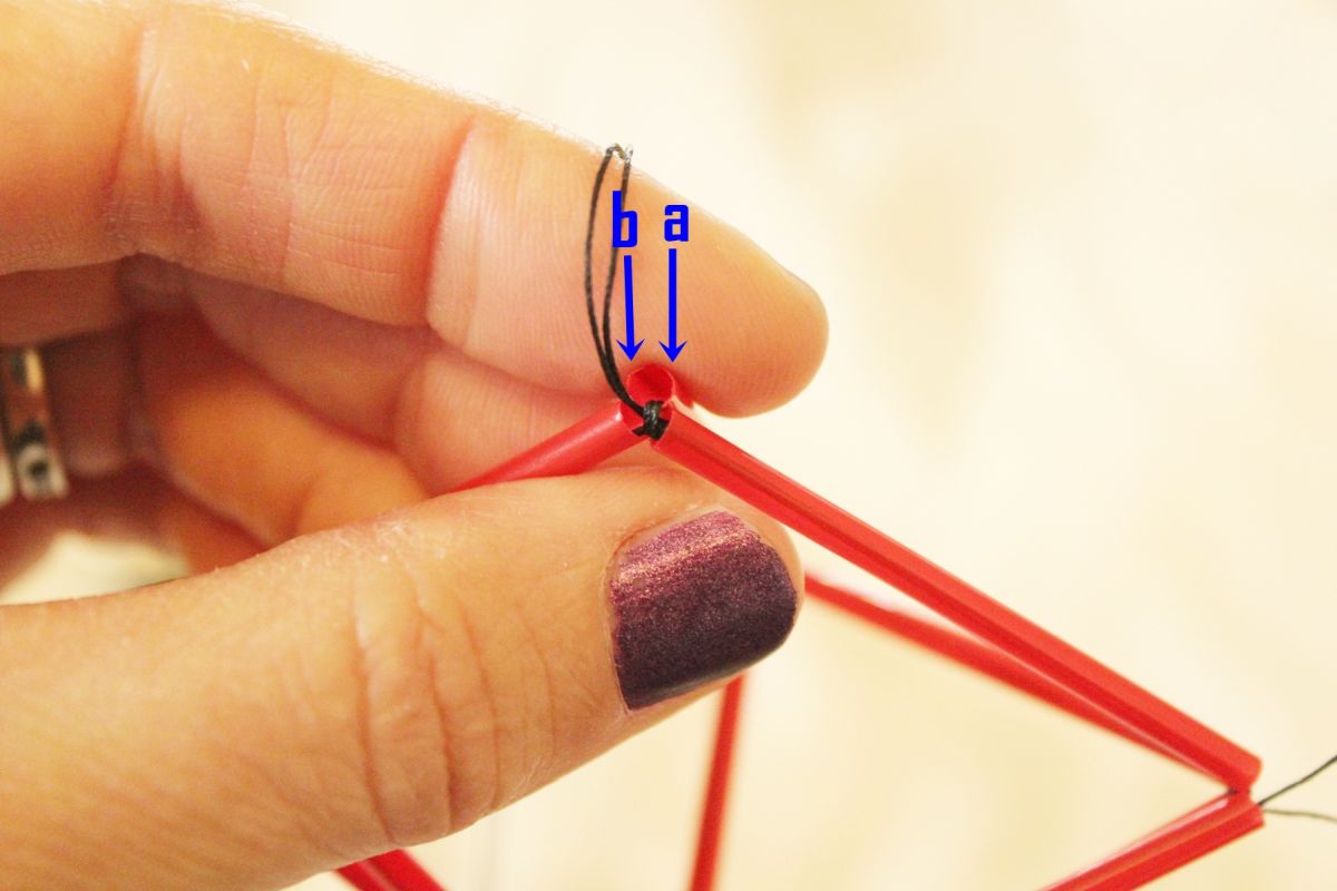 DIY Goemetric Straw Ornaments You will not want to knot these side joints