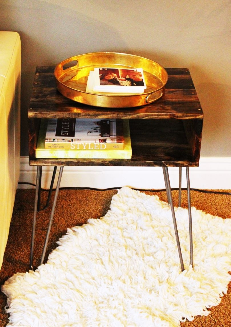 DIY Hairpin Leg Side Table For Sofa