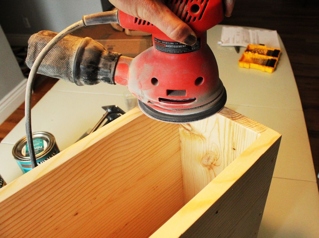 DIY Hairpin Leg Side Table - Sandpaper machine