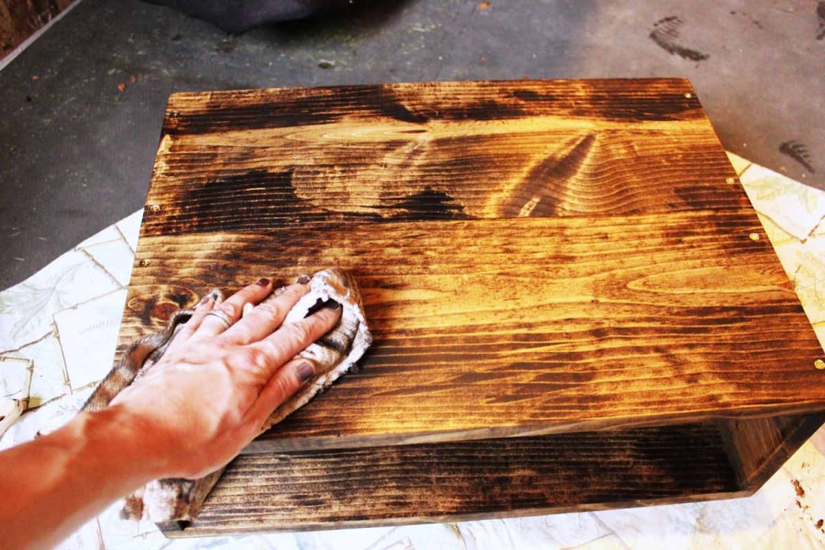 DIY Hairpin Leg Side Table - Wood after stain