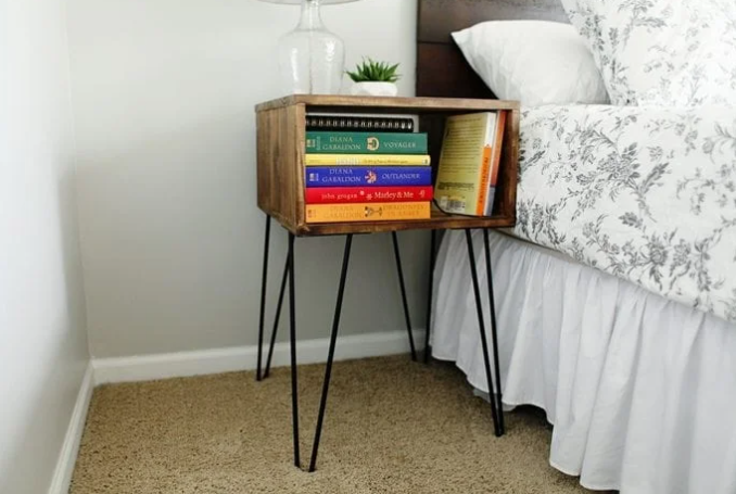 DIY Hairpin Nightstand Side Tables