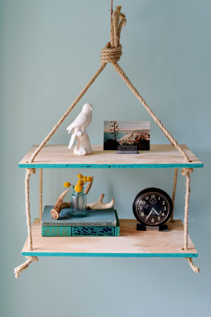 DIY Hanging Rope Shelf