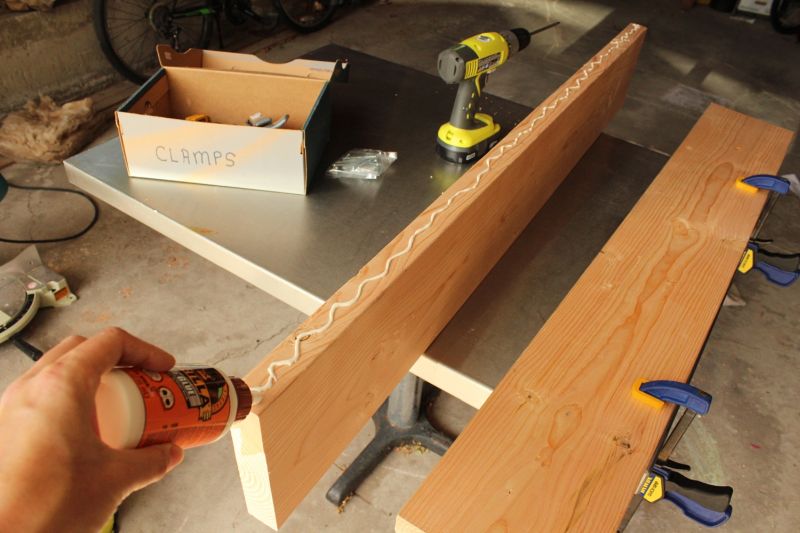 DIY Industrial Bench-run a line of glue