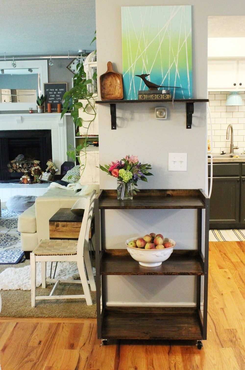 Build a beautiful rolling cart that has an industrial feel.
