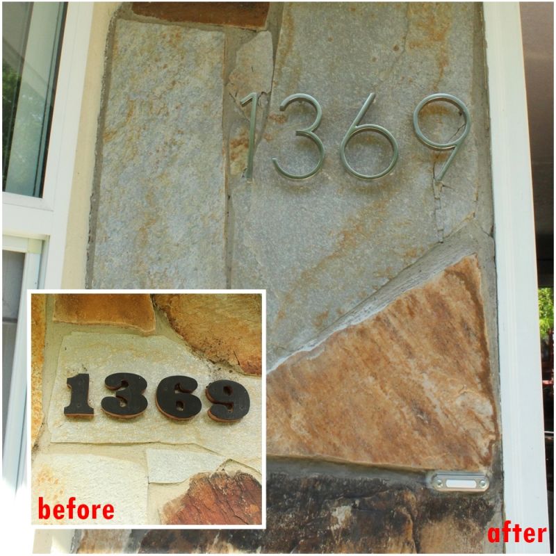 DIY Install House Numbers - before and after