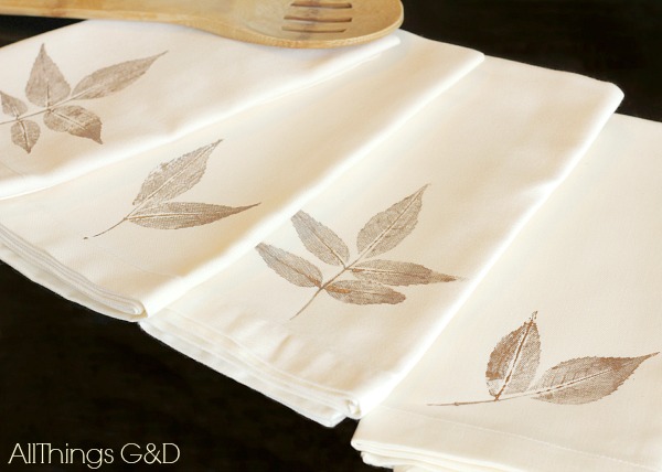 DIY Leaf Stamped Napkins