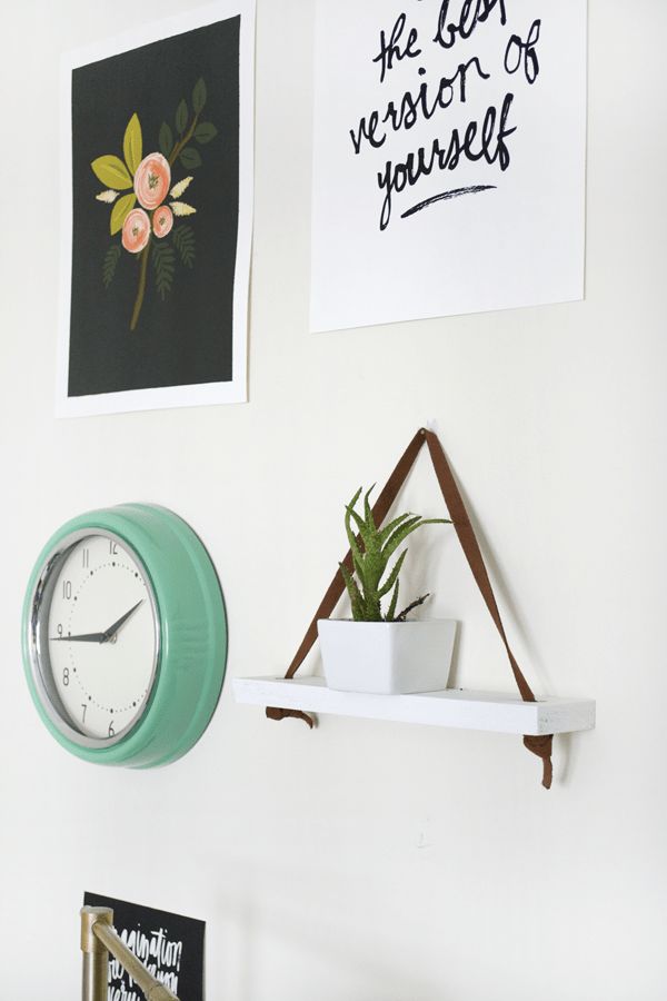 DIY Leather Hanging Shelf