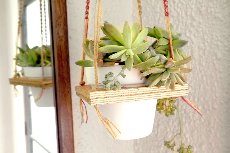 DIY Macrame Hanging Plant Shelf