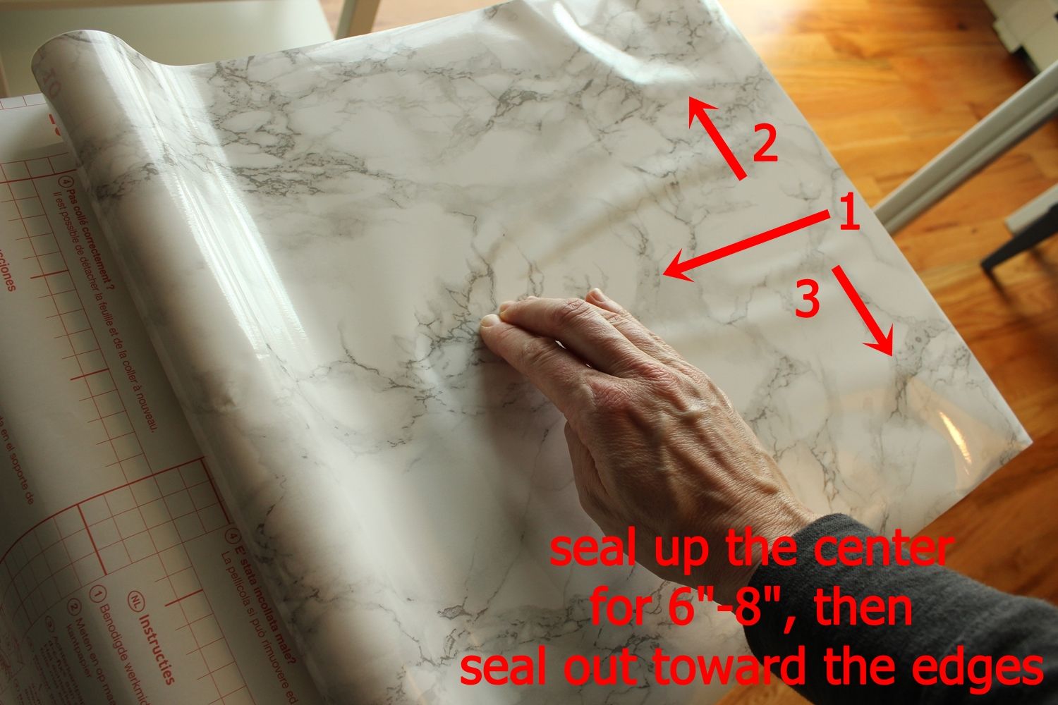 DIY Marble Contact Paper - seal up the center