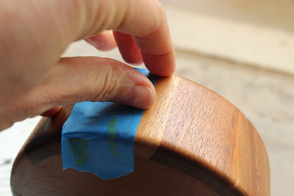 DIY Metal Wood Bowls - run finger along tape