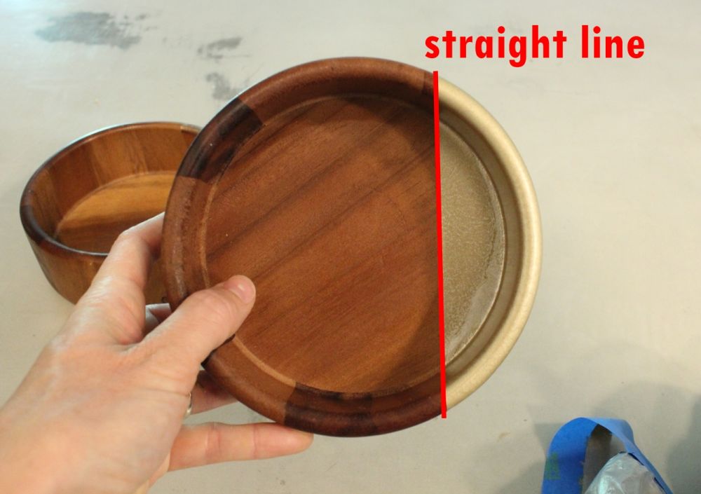 DIY Metal Wood Bowls - straight line